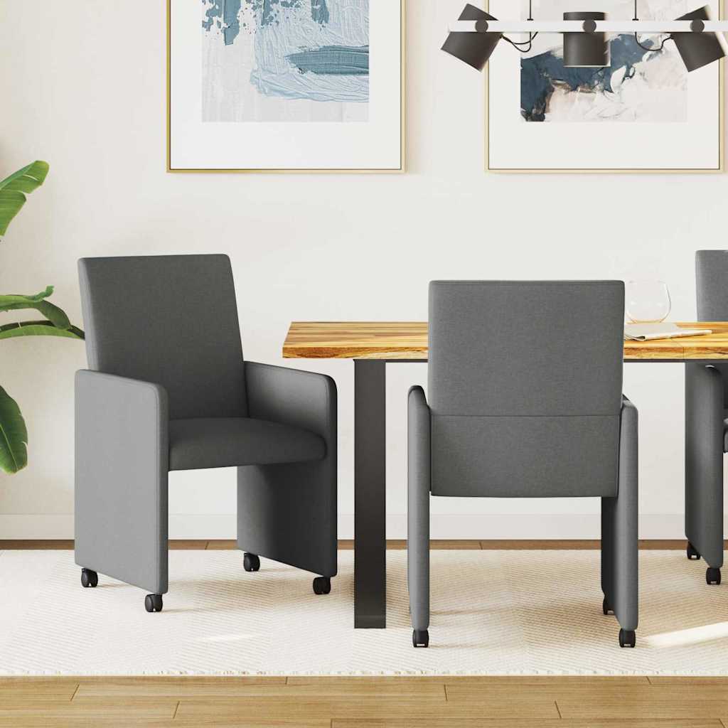 Sedie da Pranzo con Ruote 2 pcs Grigio scuro 57 x 66 x 94 cm