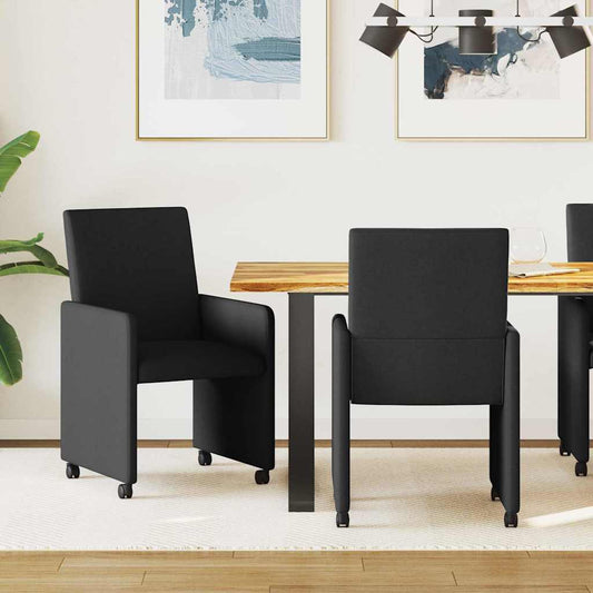 Sedie da Pranzo con Ruote 2 pcs Nero 57 x 66 x 94 cm Tessuto