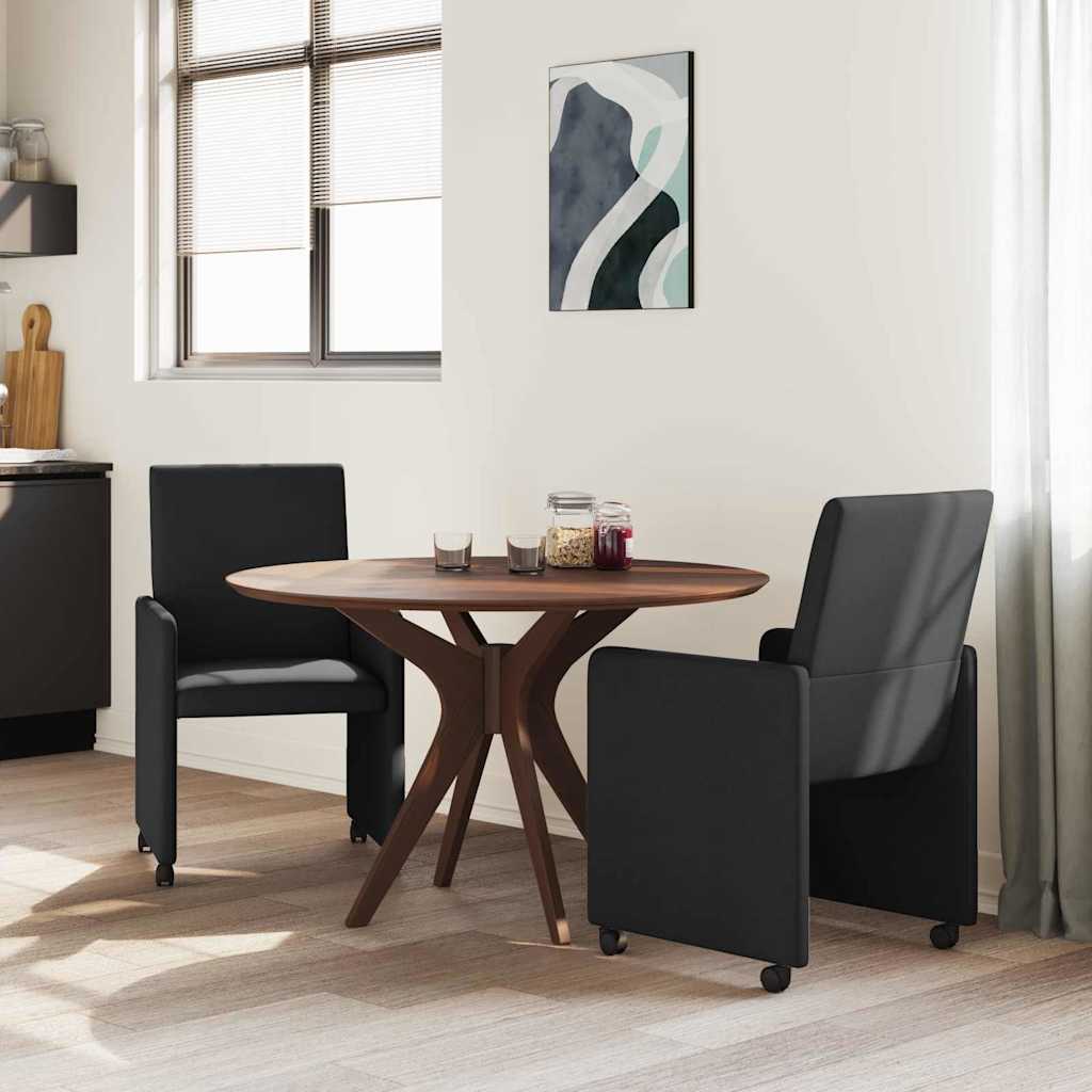 Sedie da Pranzo con Ruote 2 pcs Nero 57 x 66 x 94 cm Tessuto