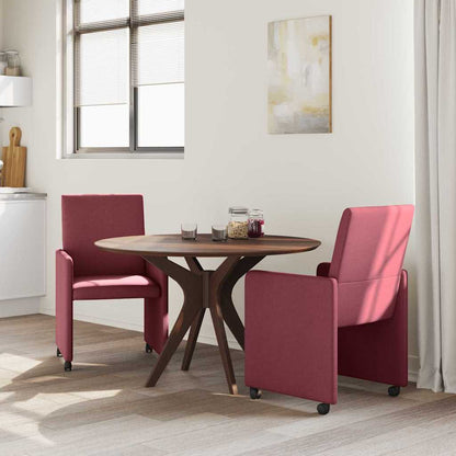 Sedie da Pranzo con Ruote 2 pcs Rosso vino 57 x 66 x 94 cm