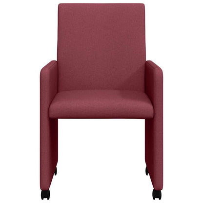 Sedie da Pranzo con Ruote 2 pcs Rosso vino 57 x 66 x 94 cm