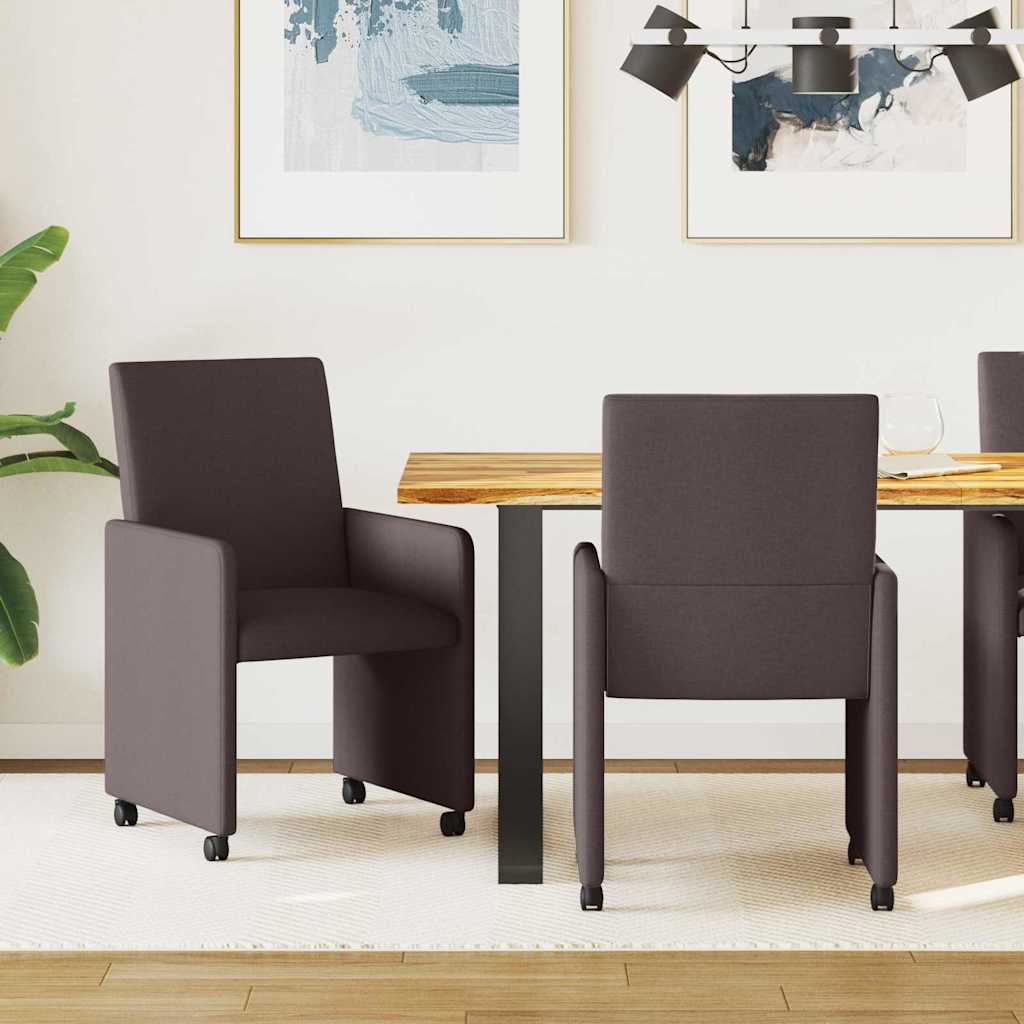 Sedie da Pranzo con Ruote 2 pcs Marrone Scuro 57 x 66 x 94 cm