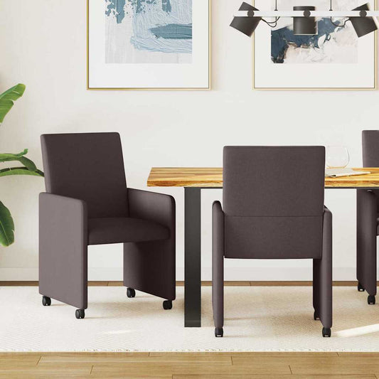 Sedie da Pranzo con Ruote 2 pcs Marrone Scuro 57 x 66 x 94 cm
