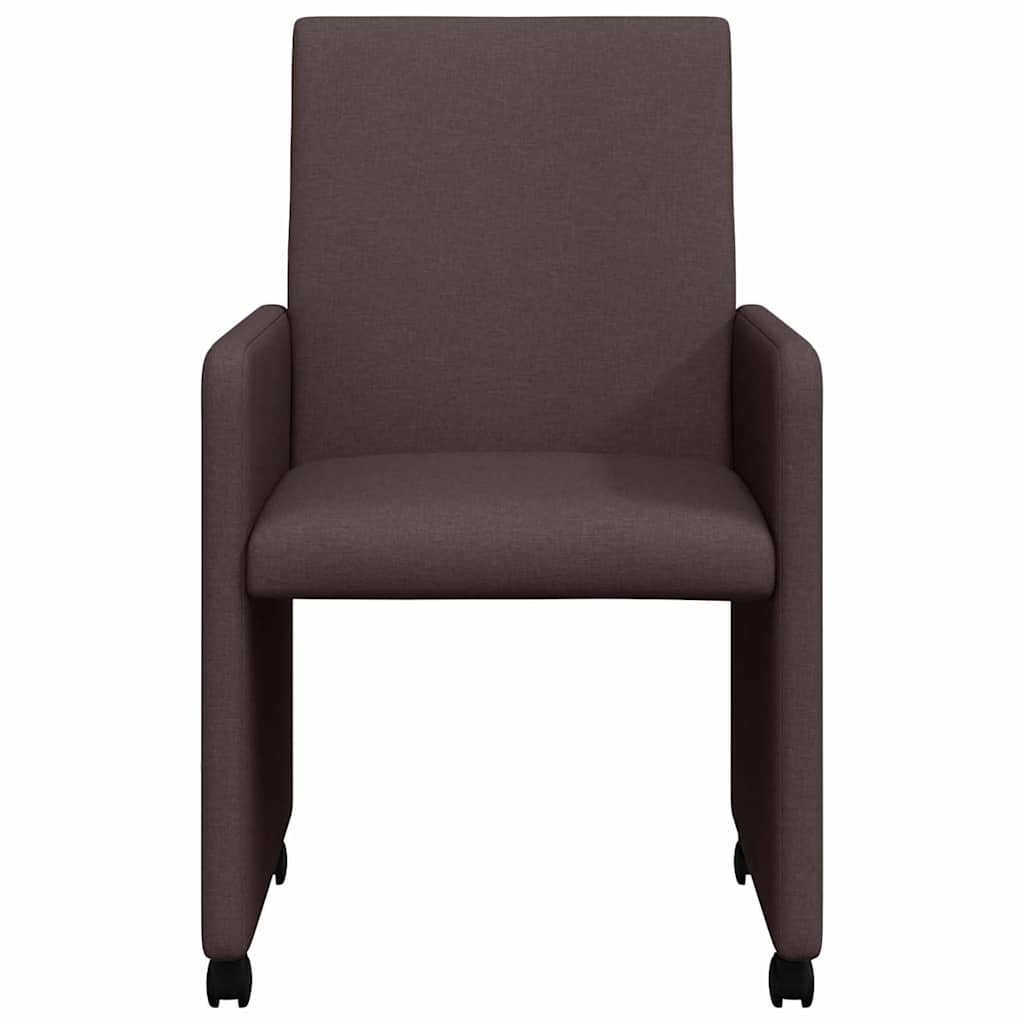 Sedie da Pranzo con Ruote 2 pcs Marrone Scuro 57 x 66 x 94 cm