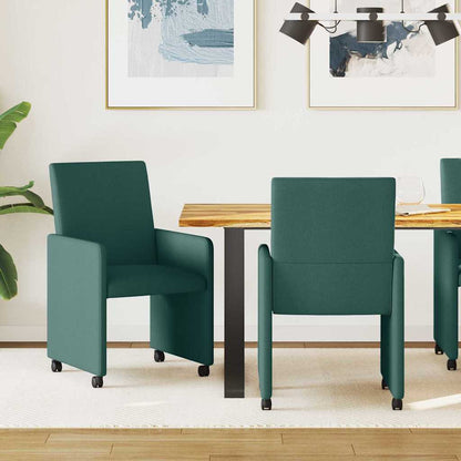 Sedie da Pranzo con Ruote 2 pcs Verde Scuro 57 x 66 x 94 cm