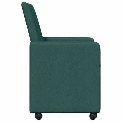 Sedie da Pranzo con Ruote 2 pcs Verde Scuro 57 x 66 x 94 cm
