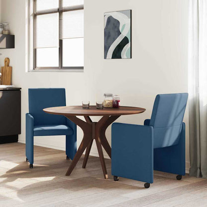 Sedie da Pranzo con Ruote 2 pcs Blu 57 x 66 x 94 cm Tessuto