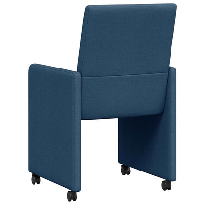 Sedie da Pranzo con Ruote 2 pcs Blu 57 x 66 x 94 cm Tessuto