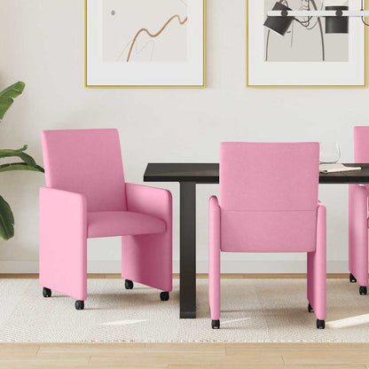 Sedie da Pranzo con Ruote 2 pcs Rosa 57 x 66 x 94 cm Tessuto