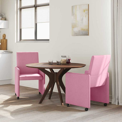 Sedie da Pranzo con Ruote 2 pcs Rosa 57 x 66 x 94 cm Tessuto