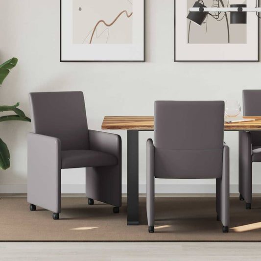 Sedie da Pranzo con Ruote 2 pcs Grigio 57 x 66 x 94 cm