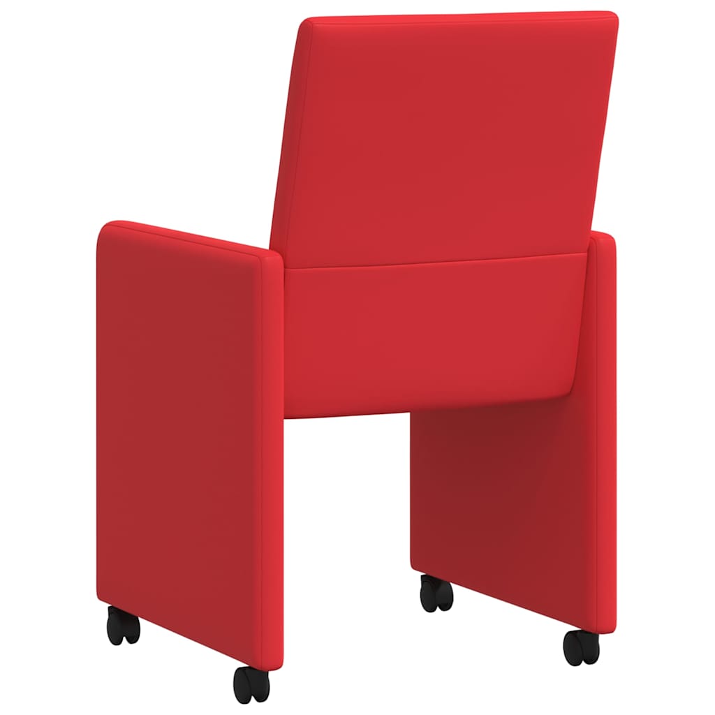 Sedie da Pranzo con Ruote con ruote 2 pcs Rosso 57 x 66 x 94 cm