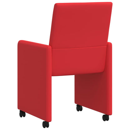 Sedie da Pranzo con Ruote con ruote 2 pcs Rosso 57 x 66 x 94 cm