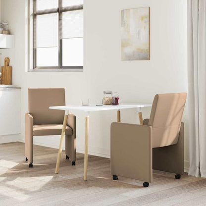Sedie da Pranzo con Ruote 2 pcs Cappuccino 57 x 66 x 94 cm