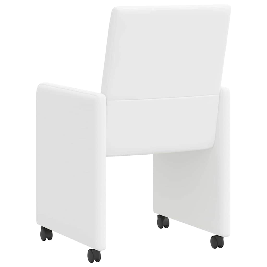 Sedie da Pranzo con Ruote 2 pcs Bianco 57 x 66 x 94 cm
