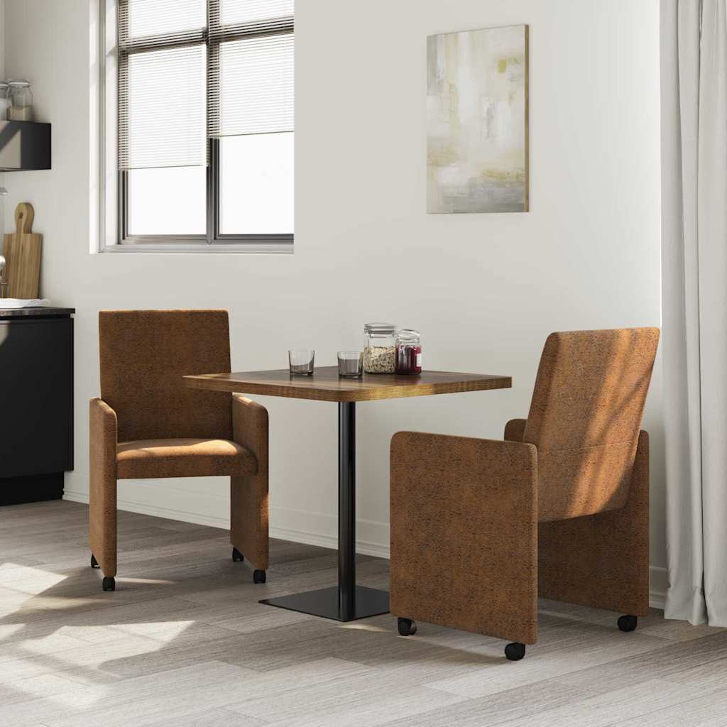 Sedie da Pranzo con Ruote 2 pcs Marrone 57 x 66 x 94 cm