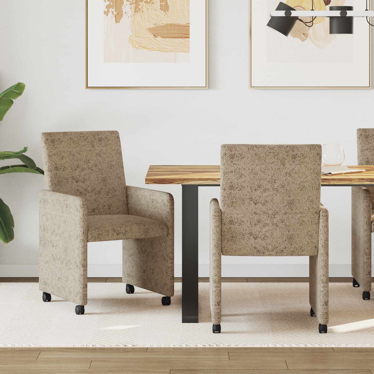 Sedie da Pranzo con Ruote 2 pcs Grigio chiaro 57 x 66 x 94 cm | homemem39