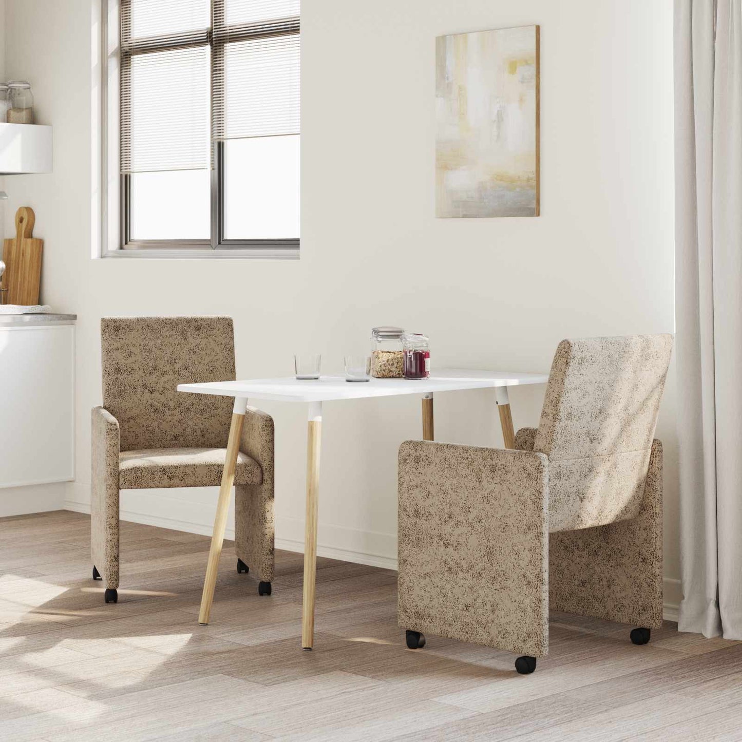 Sedie da Pranzo con Ruote 2 pcs Grigio chiaro 57 x 66 x 94 cm | homemem39