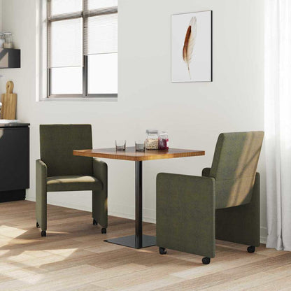 Sedie da Pranzo con Ruote 2 pcs Verde militare 57 x 66 x 94 cm