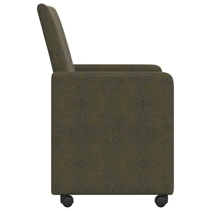 Sedie da Pranzo con Ruote 2 pcs Verde militare 57 x 66 x 94 cm