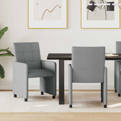 Sedie da Pranzo con Ruote 2 pcs Grigio chiaro 58 x 65 x 94 cm