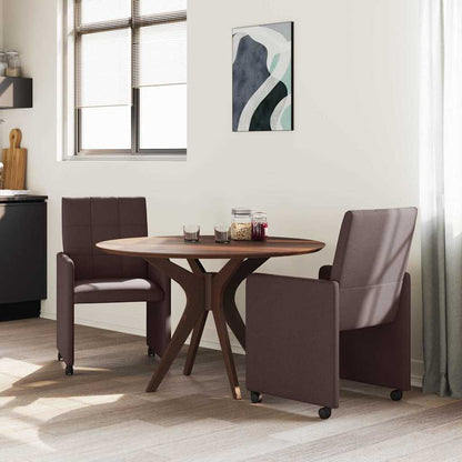 Sedie da Pranzo con Ruote 2 pcs Marrone scuro 58 x 65 x 94 cm