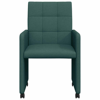 Sedie da Pranzo con Ruote 2 pcs Verde scuro 58 x 65 x 94 cm
