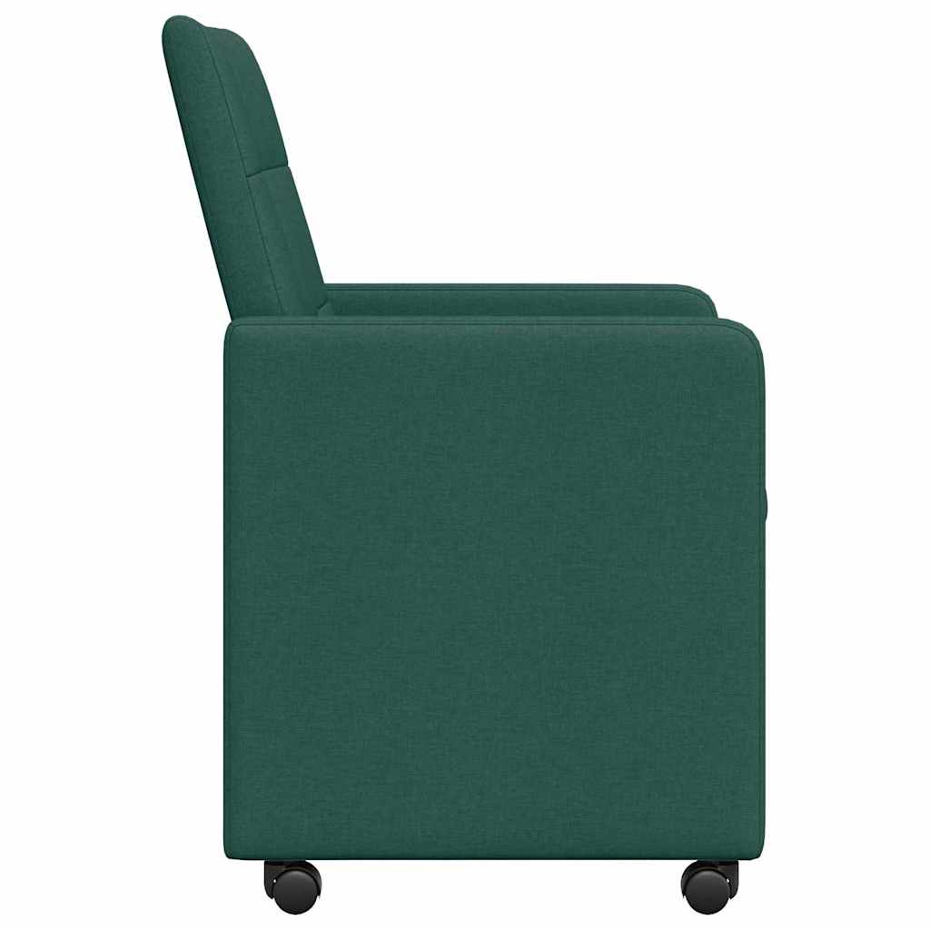 Sedie da Pranzo con Ruote 2 pcs Verde scuro 58 x 65 x 94 cm
