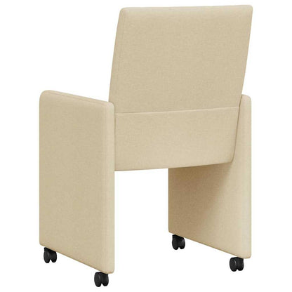 Sedie da Pranzo con Ruote 2 pcs Crema 58 x 65 x 94 cm Tessuto