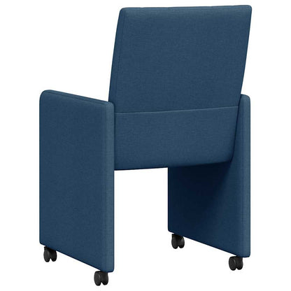 Sedie da Pranzo con Ruote 2 pcs Blu 58 x 65 x 94 cm Tessuto