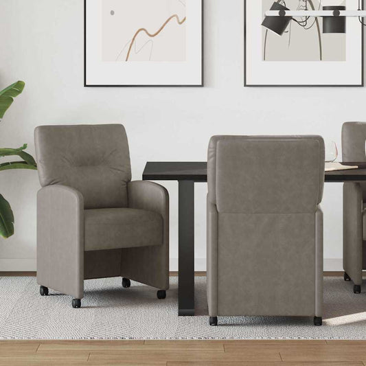 Sedie da Pranzo con Ruote 2 pcs Grigio 57 x 67 x 95 cm | homemem39