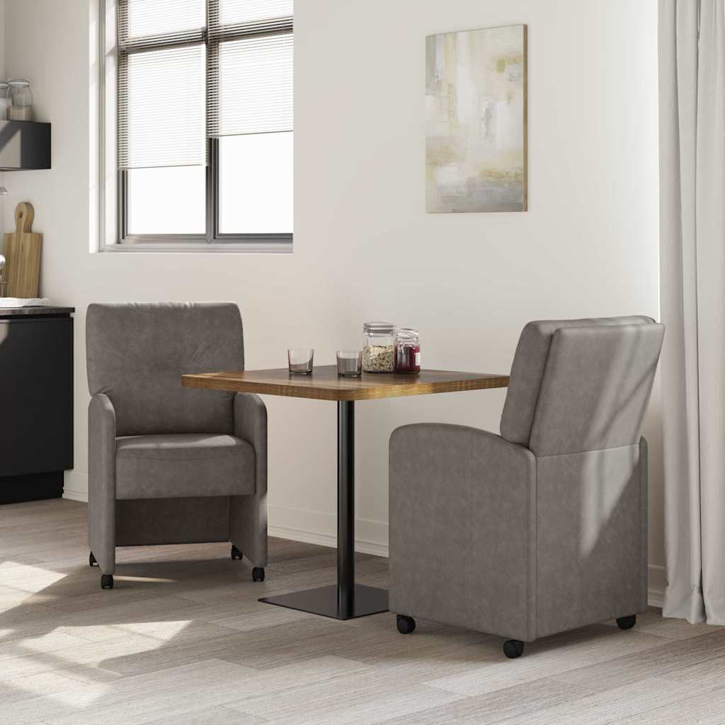 Sedie da Pranzo con Ruote 2 pcs Grigio 57 x 67 x 95 cm | homemem39