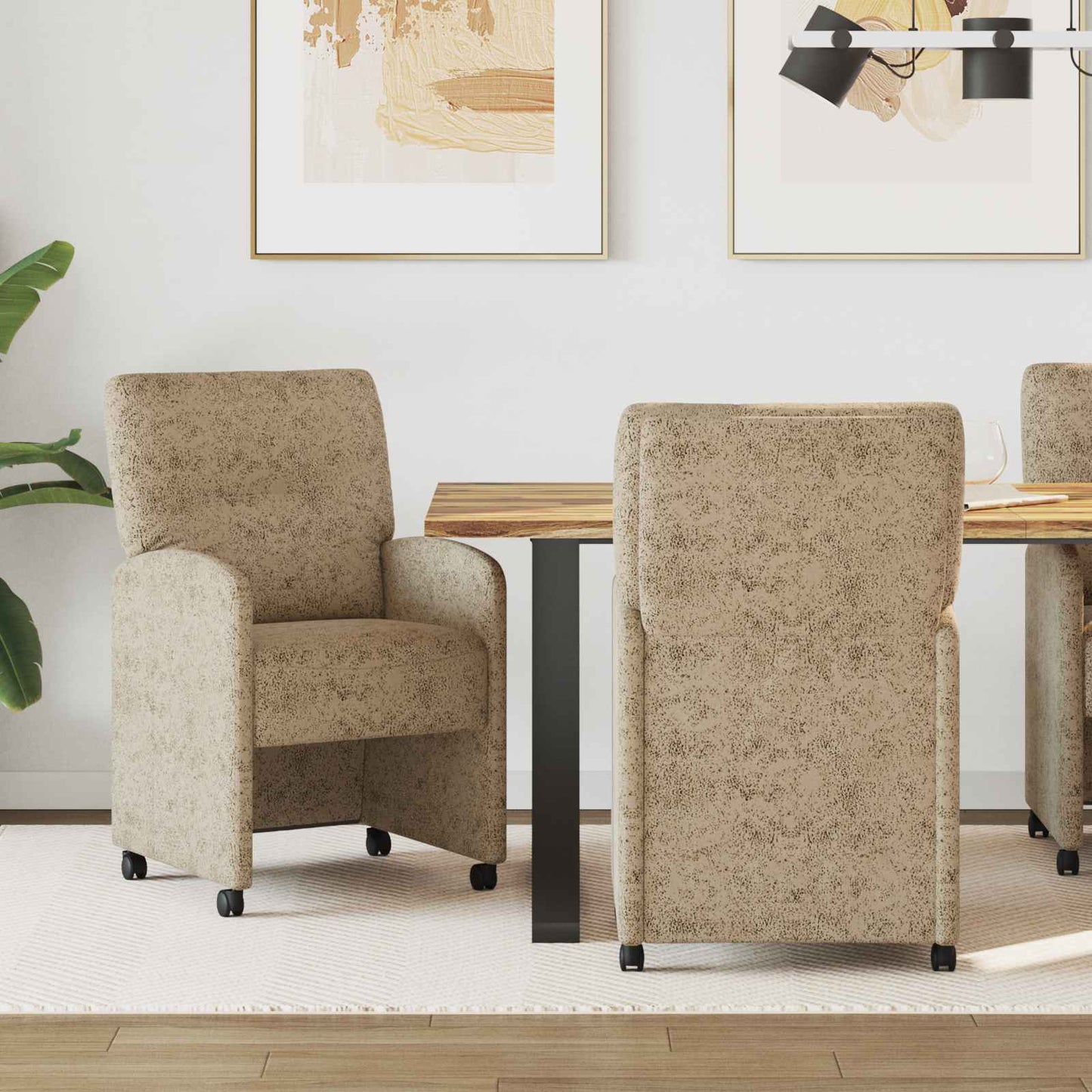 Sedie da Pranzo con Ruote 2 pcs Grigio chiaro 57 x 67 x 95 cm | homemem39