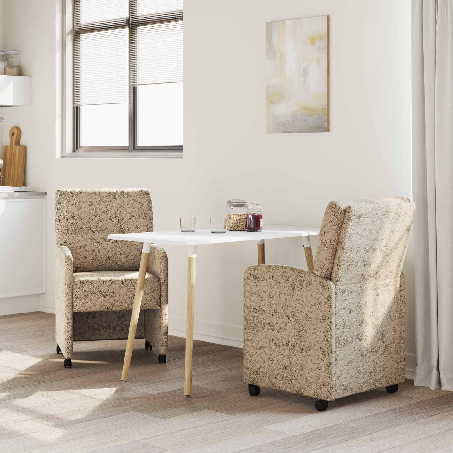 Sedie da Pranzo con Ruote 2 pcs Grigio chiaro 57 x 67 x 95 cm | homemem39