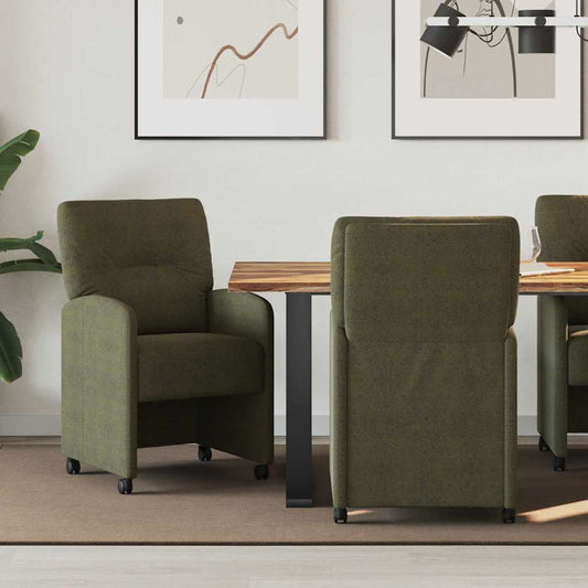 Sedie da Pranzo con Ruote 2 pcs Verde militare 57 x 67 x 95 cm