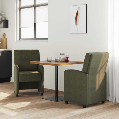 Sedie da Pranzo con Ruote 2 pcs Verde militare 57 x 67 x 95 cm