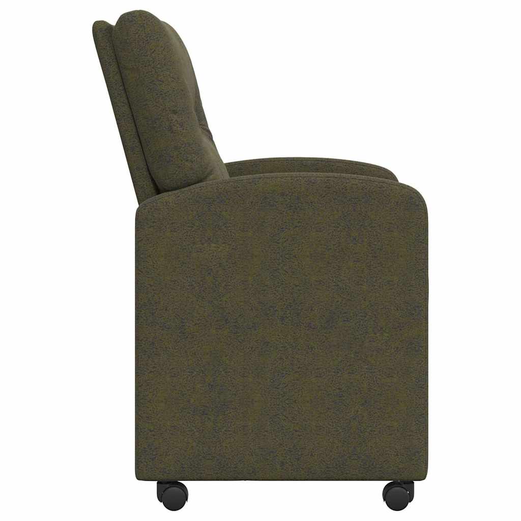 Sedie da Pranzo con Ruote 2 pcs Verde militare 57 x 67 x 95 cm