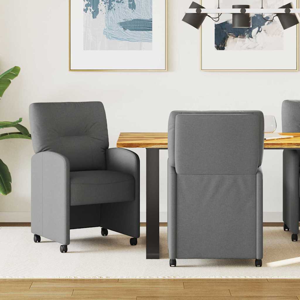 Sedie da Pranzo con Ruote 2 pcs Grigio scuro 57 x 67 x 95 cm
