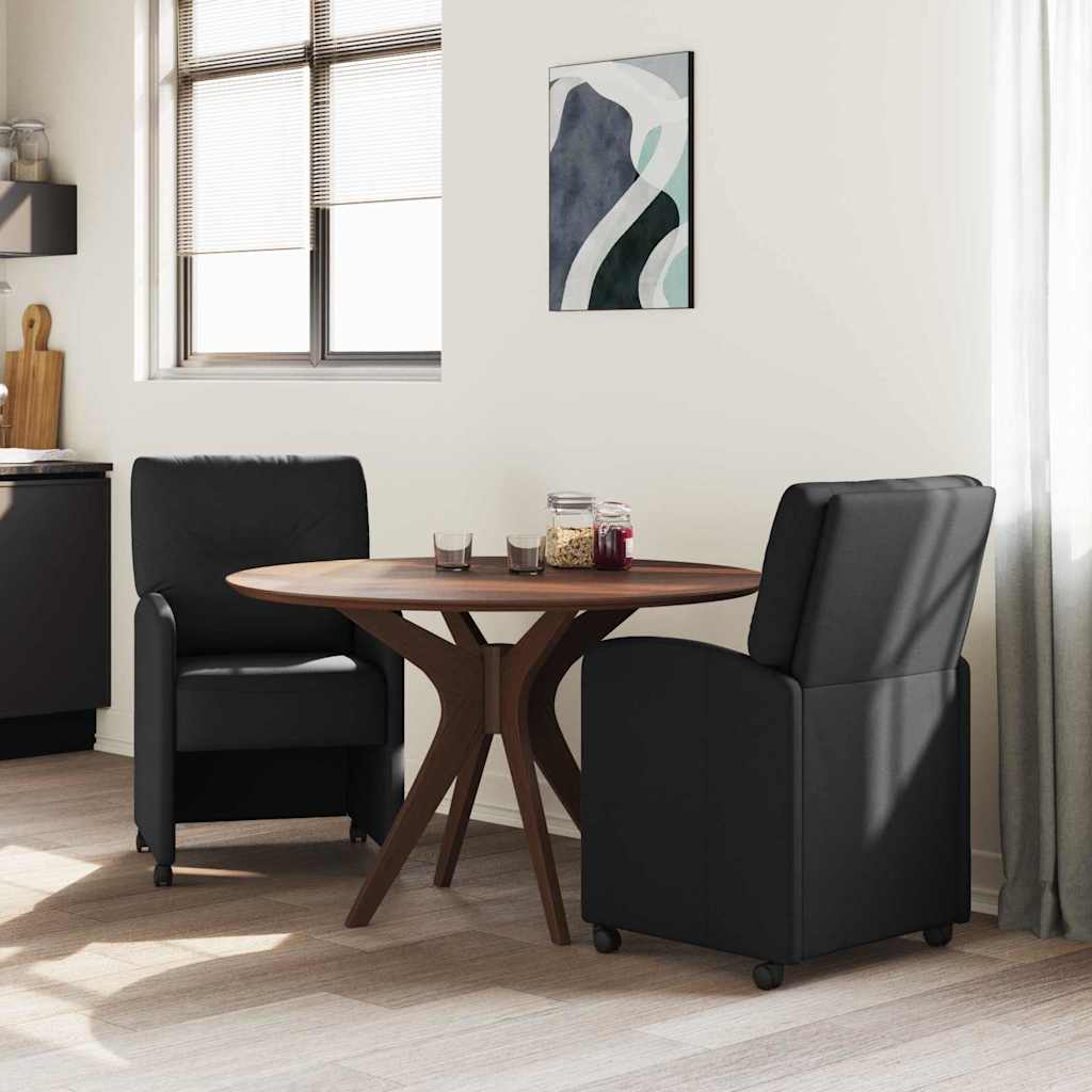 Sedie da Pranzo con Ruote 2 pcs Nero 57 x 67 x 95 cm Tessuto
