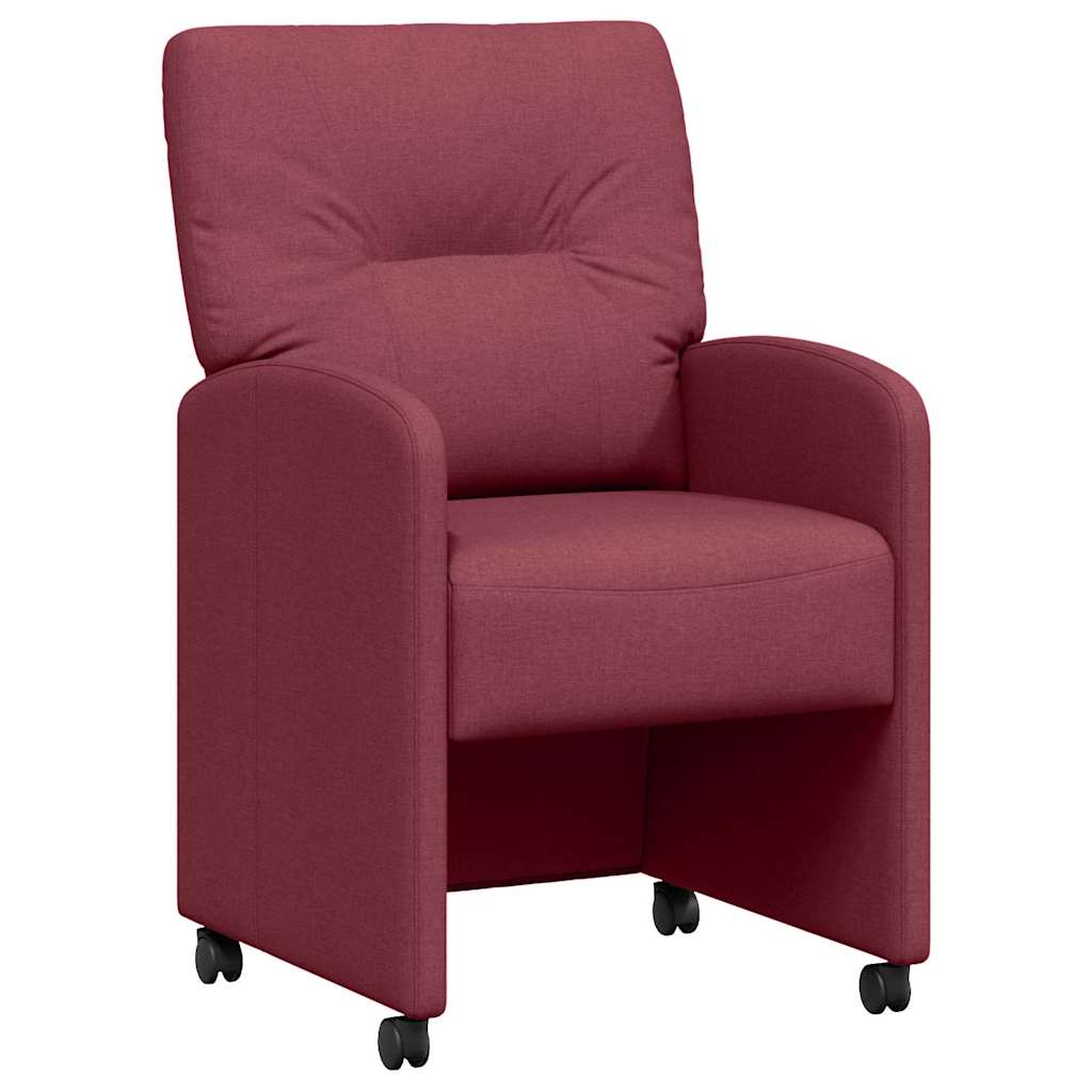Sedie da Pranzo con Ruote 2 pcs Rosso vino 57 x 67 x 95 cm