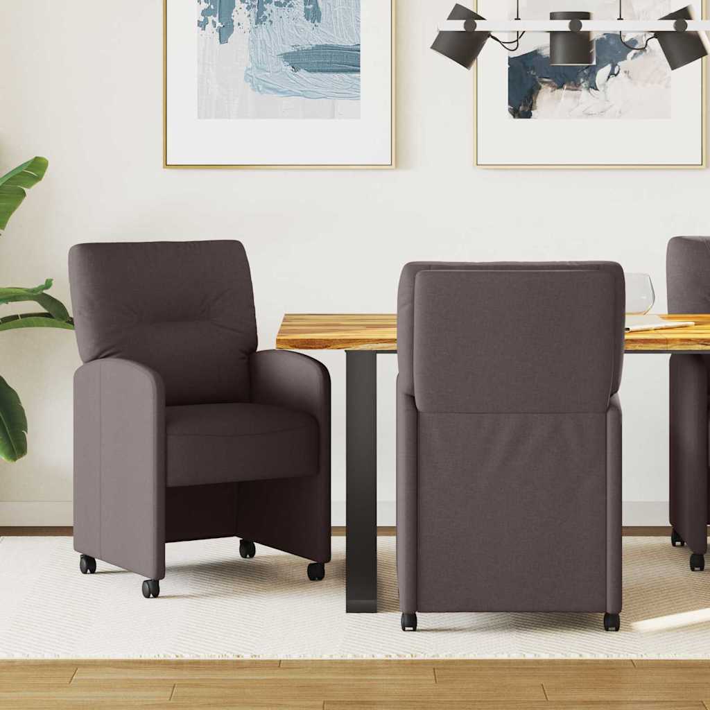 Sedie da Pranzo con Ruote 2 pcs Marrone scuro 57 x 67 x 95 cm