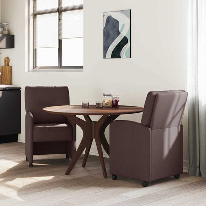 Sedie da Pranzo con Ruote 2 pcs Marrone scuro 57 x 67 x 95 cm