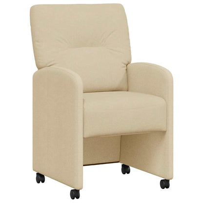Sedie da Pranzo con Ruote 2 pcs Crema 57 x 67 x 95 cm Tessuto