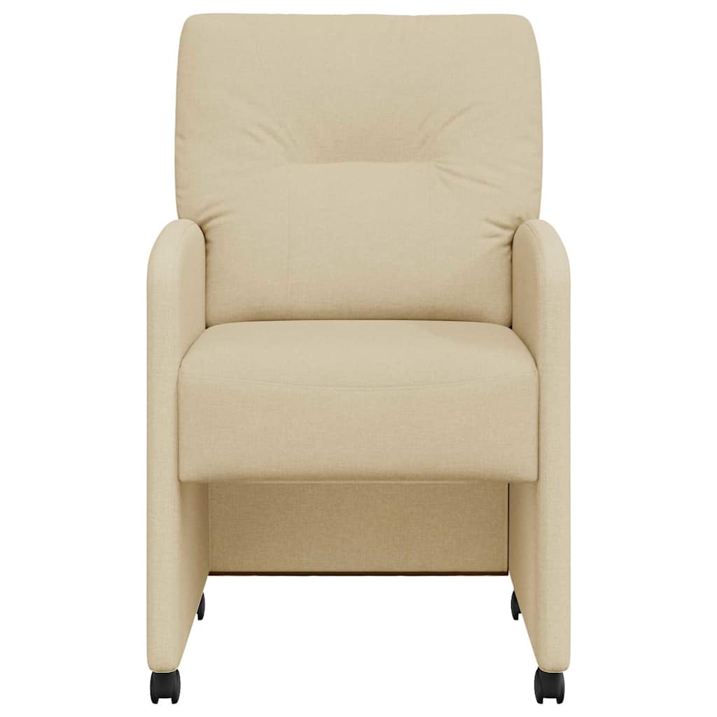 Sedie da Pranzo con Ruote 2 pcs Crema 57 x 67 x 95 cm Tessuto