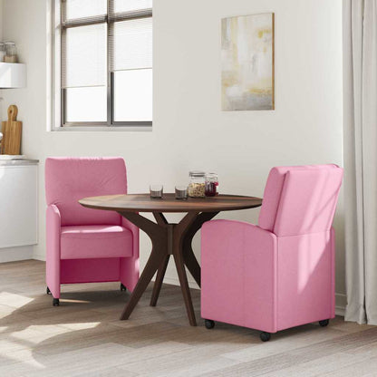 Sedie da Pranzo con Ruote 2 pcs Rosa 57 x 67 x 95 cm Tessuto