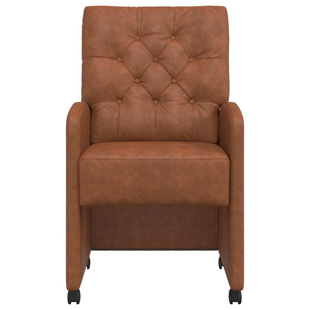 Sedie da Pranzo con Ruote 2 pcs Marrone 58 x 67 x 97 cm