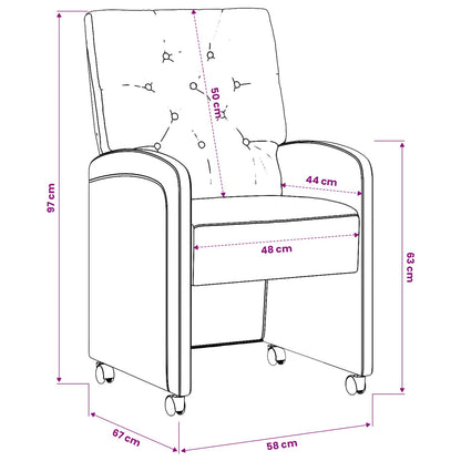 Sedie da Pranzo con Ruote 2 pcs Grigio chiaro 58 x 67 x 97 cm | homemem39