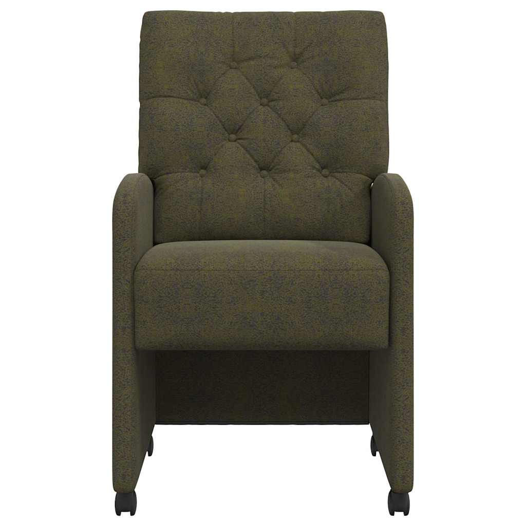 Sedie da Pranzo con Ruote 2 pcs Verde militare 58 x 67 x 97 cm