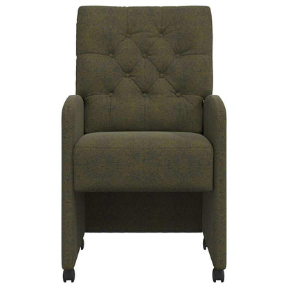 Sedie da Pranzo con Ruote 2 pcs Verde militare 58 x 67 x 97 cm