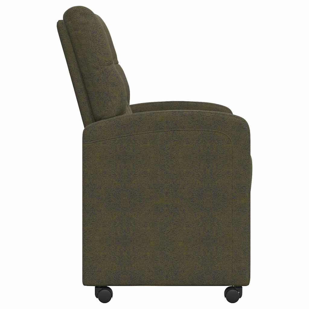Sedie da Pranzo con Ruote 2 pcs Verde militare 58 x 67 x 97 cm